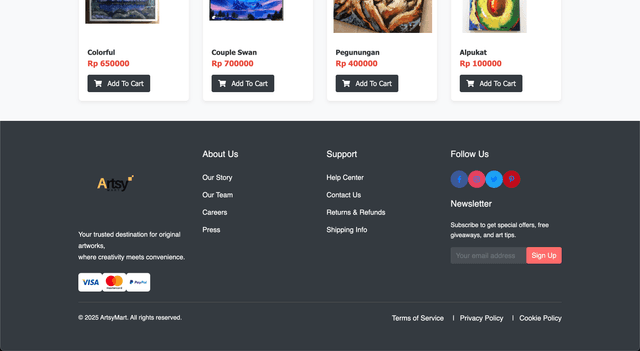 screenshot of "ArtsyMart