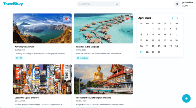 screenshot of "Travel Story App